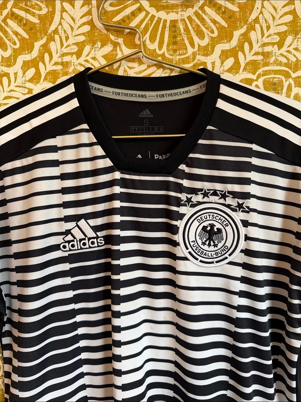 Adidas Parley Germany Men's Training Pre-Match Jersey 2018/19 Black/White Sz S